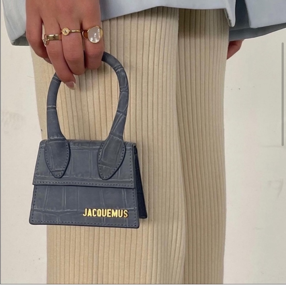 Jacquemus Le Chiquito Suede Croc Embossed Mini Bag in blue - Picture 4 of 17